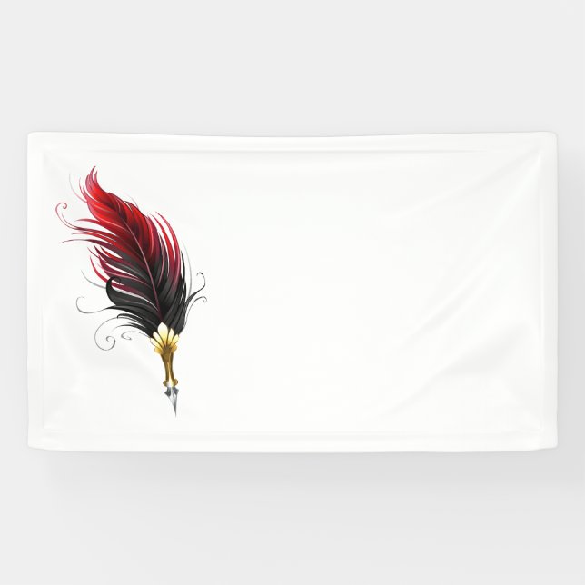 Lona Pluma de plumas rojas con nido de oro (Horizontal)
