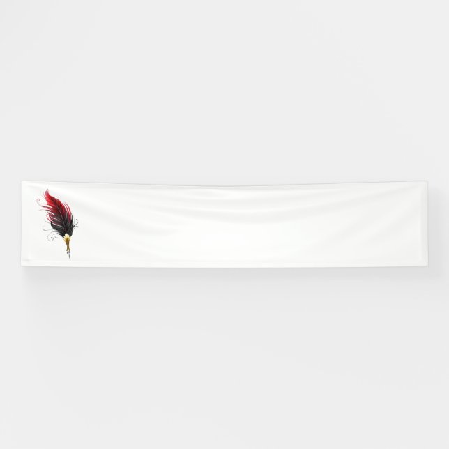 Lona Pluma de plumas rojas con nido de oro (Horizontal)
