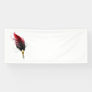 Lona Pluma de plumas rojas con nido de oro
