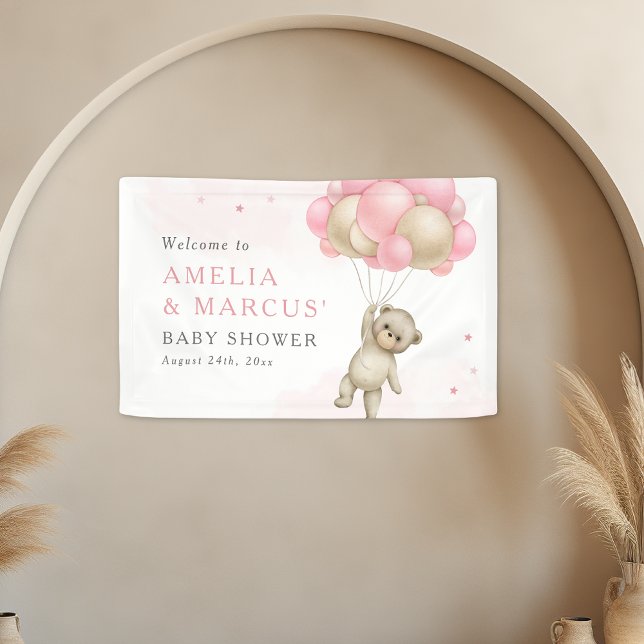 Lona Podemos Esperar A Teddy Bear Chica Baby Shower (Subido por el creador)