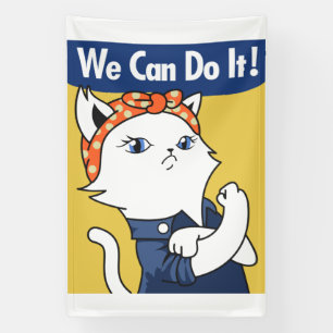 Lona ¡Podemos Hacerlo! El gato blanco Rosie the Riveter