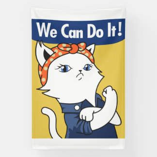 Lona ¡Podemos Hacerlo! El gato blanco Rosie the Riveter