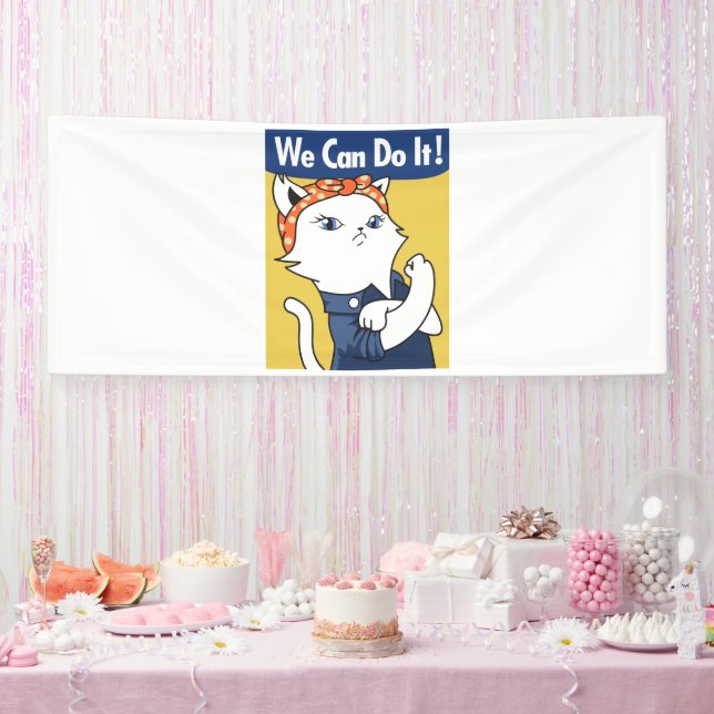 Lona ¡Podemos Hacerlo! El gato blanco Rosie the Riveter (Fiesta)