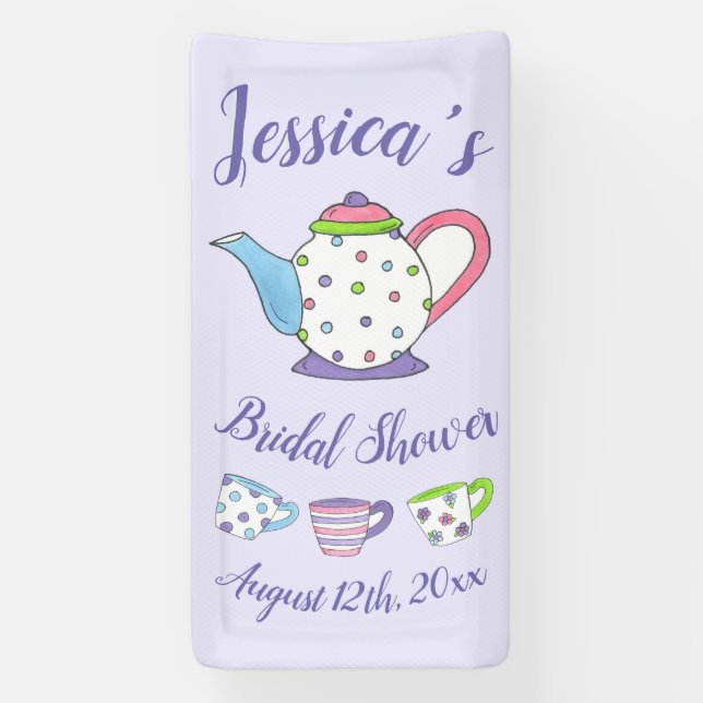 Lona Polka Dot Teapot Tarde Tea Bridal Baby Shower (Vertical)