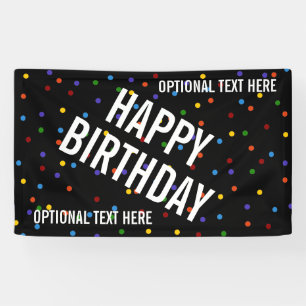 Lona Polka Dots Rainbow Black Happy Birday Fiesta Nombr