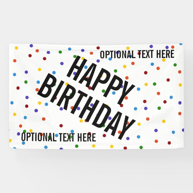 Lona Polka Dots Rainbow Happy Birday Fiesta (Horizontal)