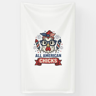 Lona Pollitas Patrióticas Americanas Diseño de Vector