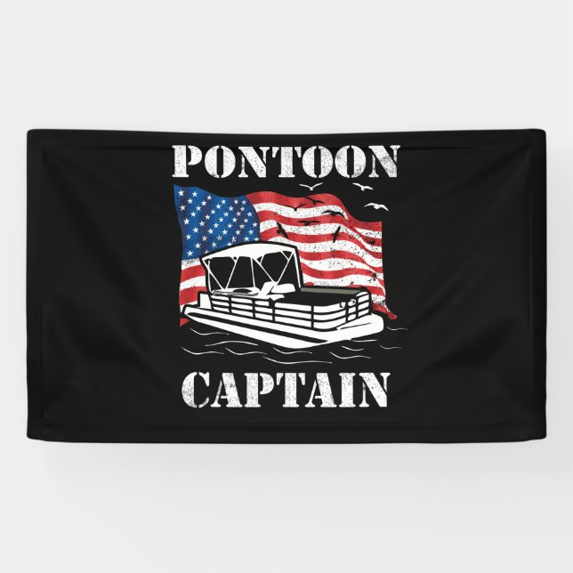 Lona Pontoon Captain American Flag Pontoon Boat Lover (Horizontal)
