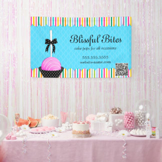 Lona Pop de pastel colorido con código QR