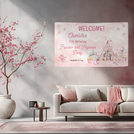 Lona Popcorn rosa y fiesta de cumpleaños de pijamas