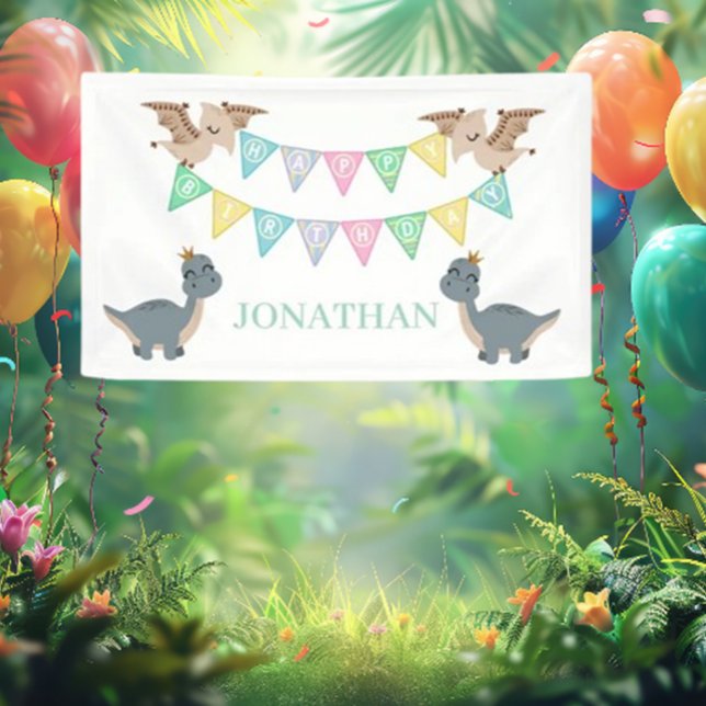 Lona ¡Prepárate para Rugir en una Fiesta de Cumpleaños  (Unleash the excitement with our Dino-Mite Birthday Party banner! )