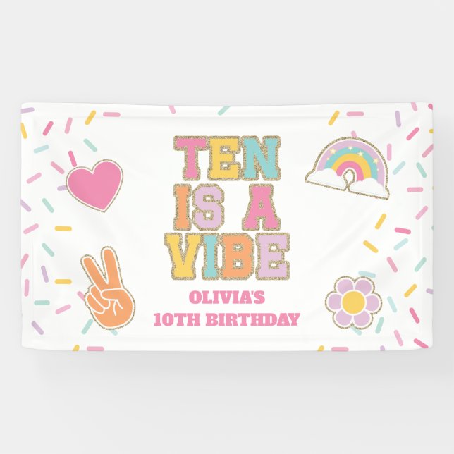 Lona Preppy Patch Ten is a vibe 10th Birthday (Horizontal)