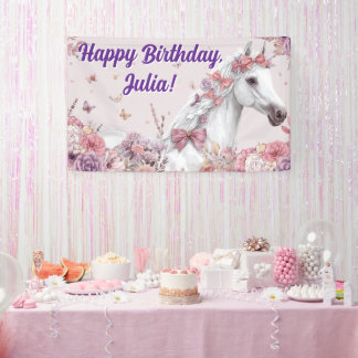 Lona Pretty Ponies and Petals Birthday Banner 