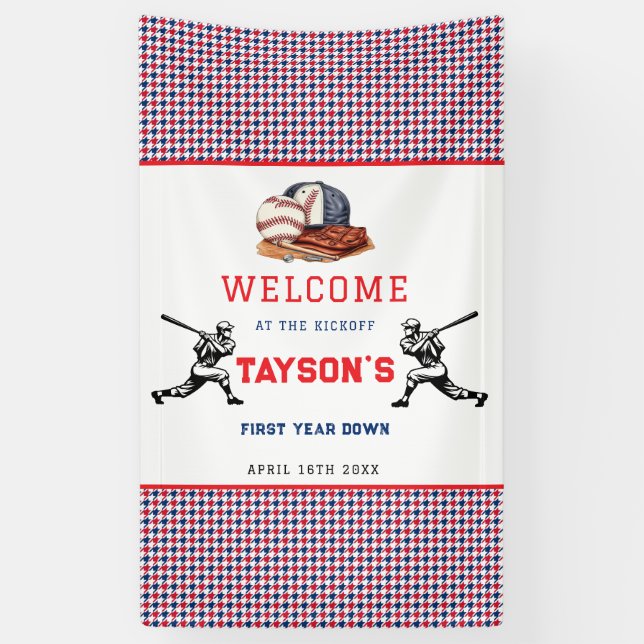 Lona Primer año en el Béisbol Fiesta de cumpleaños (Vertical)