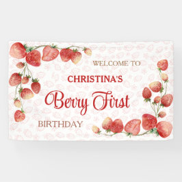 Lona Primer cumpleaños de Berry rosa fresa niña linda