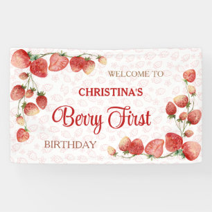 Lona Primer cumpleaños de Berry rosa fresa niña linda