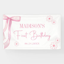 Primer cumpleaños de Bow Elegante Rosado