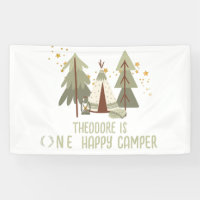Primer cumpleaños de Cute Happy Camper Woodland