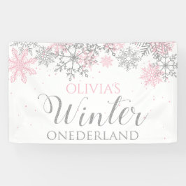 Lona Primer cumpleaños de la nieve rosa de Onederland