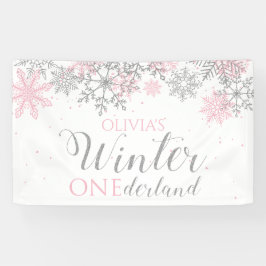 Lona Primer cumpleaños de la nieve rosa de Onederland