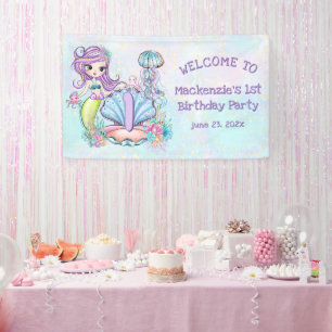 Lona Primer cumpleaños de Sirena   Excelente bienvenida