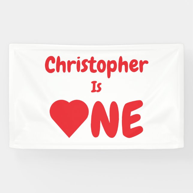 Lona Primer cumpleaños del corazón (Horizontal)