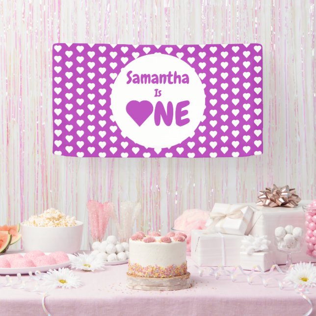 Lona Primer cumpleaños del corazón (Fiesta)