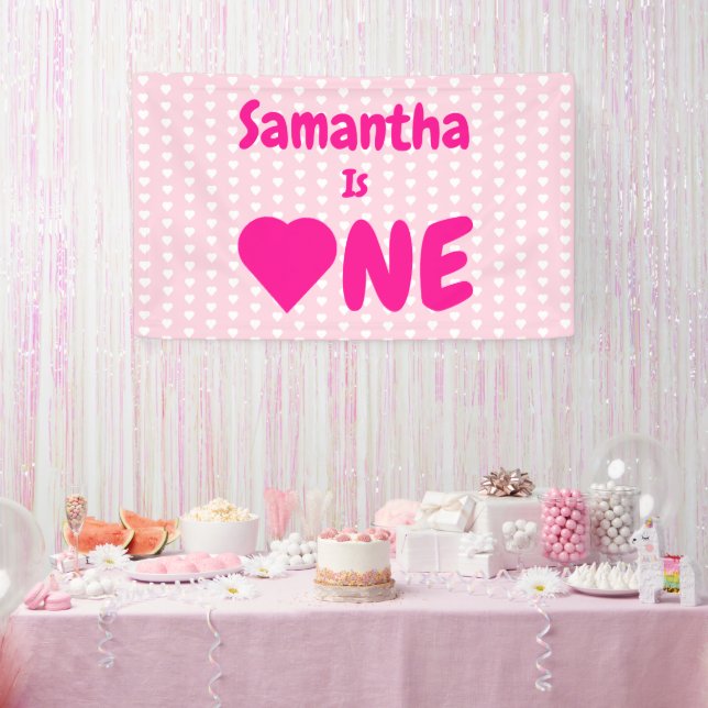 Lona Primer cumpleaños del corazón (Fiesta)