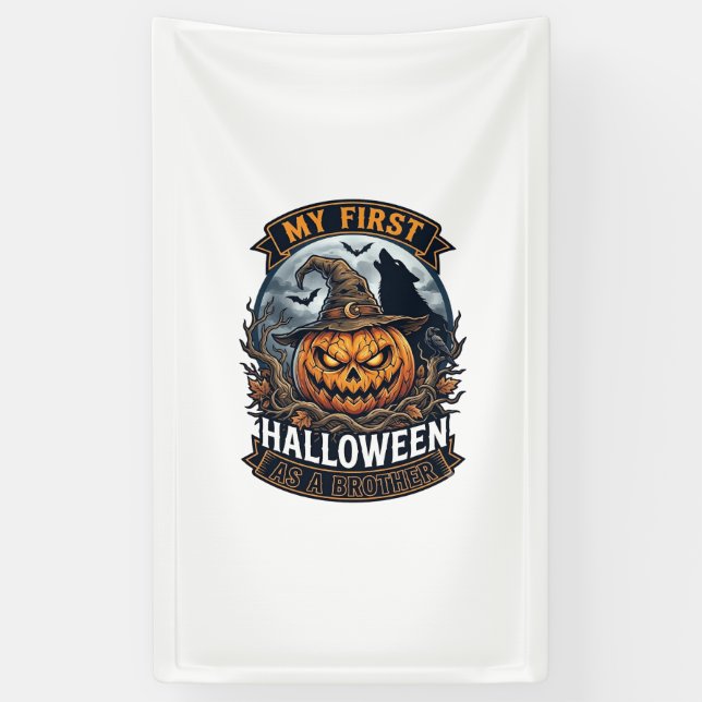 Lona Primer Halloween como hermano Pumpkin Wolf Moon_1 (Vertical)