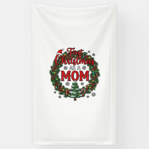 Lona Primer Navidad como mamá corona de pino árbol