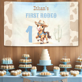 Lona Primer Rodeo Oeste Cowboy Caballo Nacido Niño