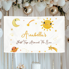 Lona Primer viaje alrededor del cartel del cumpleaños d