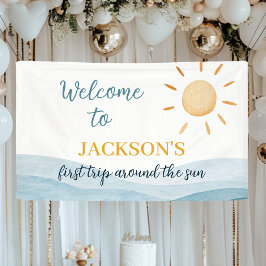 Lona Primer Viaje Azul Alrededor Del Cumpleaños Del Sol