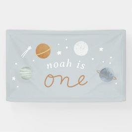 Lona "Primer viaje" Tema del espacio azul Primer cumple