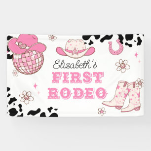 Lona Primera cumpleaños de vaquera de rodeo