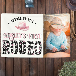 Lona Primera foto personalizada de Rodeo Rosa