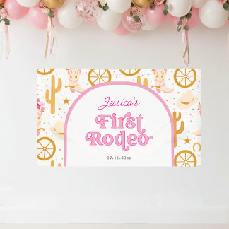 Lona Primera Vaquera de Rodeo Rosa Fiesta de Cumpleaños