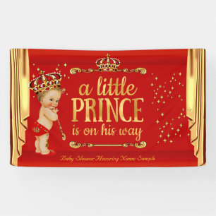 Lona Prince Baby Shower Red Gold Drapes Blonde Boy