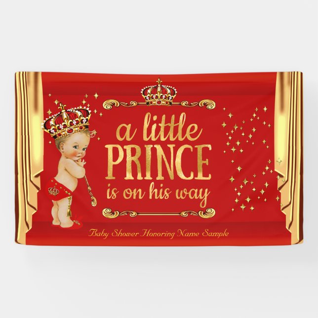 Lona Prince Baby Shower Red Gold Drapes Blonde Boy (Horizontal)