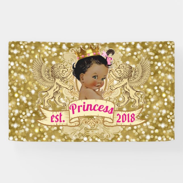 Lona Princesa africana de lujo Banner del rosa |Gold el (Horizontal)
