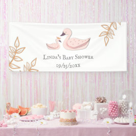 Lona Princesa de cisne rosa minimalista y Baby Shower d