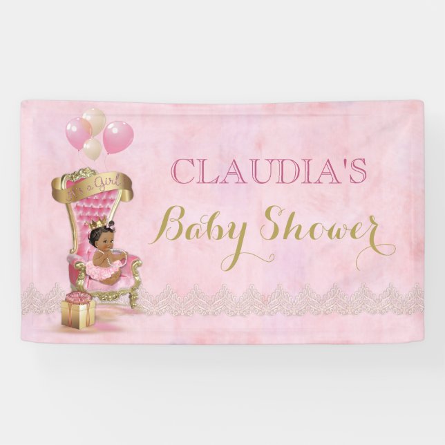 Lona Princesa de la etnia del bebé corona oro rosado re (Horizontal)