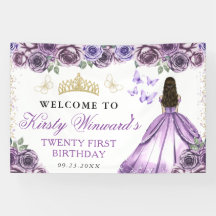 Princesa Morena Vestido Morado Cumpleaños Floral