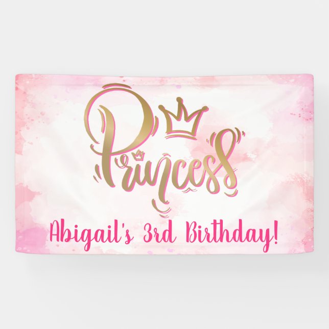 Lona Princesa rosada bonita Birthday (Horizontal)