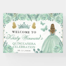 Princesa Rubia Vestido Verde Floral Quinceañera
