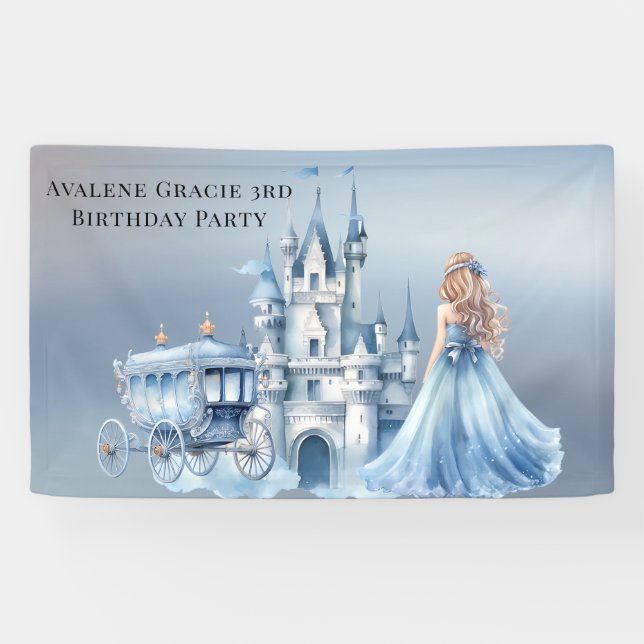 Lona Princess Blue Carriage Turn 3 Birday Party (Horizontal)