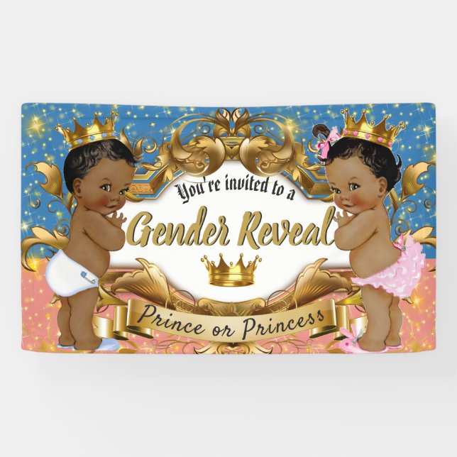 Lona Príncipe africano|Princesa rosa y azul| Revelación (Horizontal)