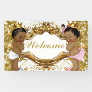 Lona Príncipe y princesa africanos Gold Welcome Banner