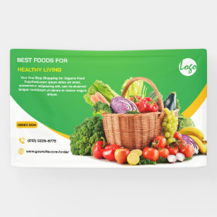 Lona productos de mercado de agricultores acuarela fres
