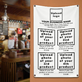 Lona Productos de negocios en banner de retrato blanco